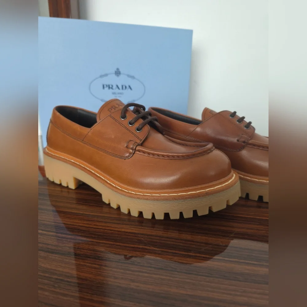 Prada Women's Brown Leather Shoes - Picture 7 of 12